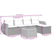 vidaXL 6-tlg. Garten-Sofagarnitur mit Kissen Grau Poly Rattan