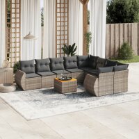 vidaXL 10-tlg. Garten-Sofagarnitur mit Kissen Grau Poly...