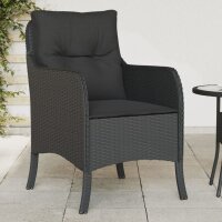 vidaXL Gartenst&uuml;hle mit Kissen 2 Stk. Schwarz Poly Rattan