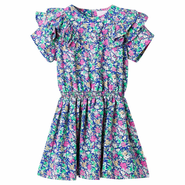 Kinderkleid mit R&uuml;schen&auml;rmeln Kobaltblau 128