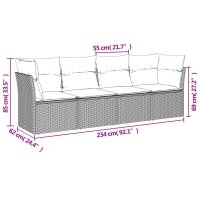 vidaXL 4-tlg. Garten-Sofagarnitur mit Kissen Braun Poly Rattan