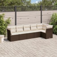 vidaXL 6-tlg. Garten-Sofagarnitur mit Kissen Braun Poly...