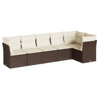 vidaXL 6-tlg. Garten-Sofagarnitur mit Kissen Braun Poly...