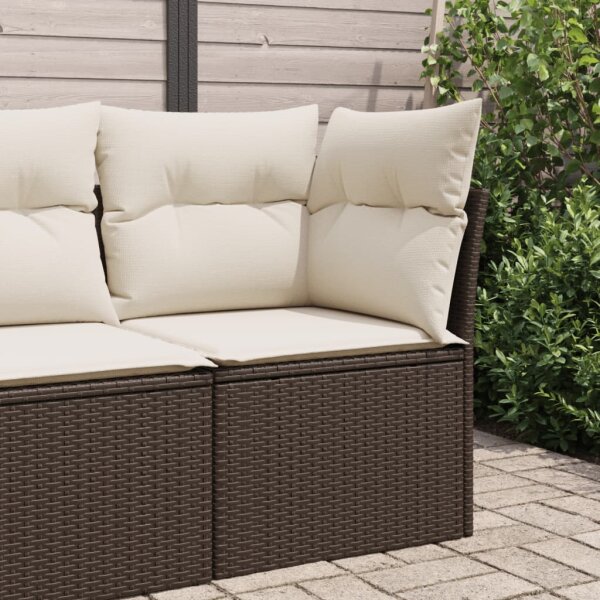 vidaXL Garten-Ecksofa mit Kissen Braun Poly Rattan