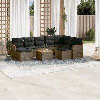 vidaXL 10-tlg. Garten-Sofagarnitur mit Kissen Grau Poly...