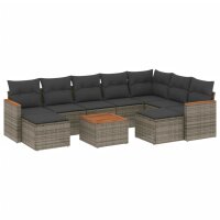 vidaXL 10-tlg. Garten-Sofagarnitur mit Kissen Grau Poly...