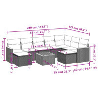 vidaXL 10-tlg. Garten-Sofagarnitur mit Kissen Grau Poly Rattan