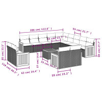 vidaXL 14-tlg. Garten-Sofagarnitur mit Kissen Grau Poly Rattan