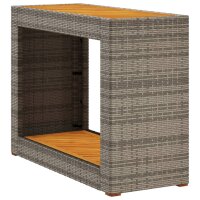 vidaXL Garten-Beistelltisch mit Holzplatte Grau Poly Rattan