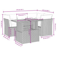 vidaXL 5-tlg. Garten-Sofagarnitur mit Kissen Schwarz Poly Rattan