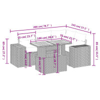 vidaXL 5-tlg. Garten-Sofagarnitur mit Kissen Schwarz Poly Rattan