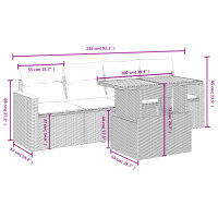 vidaXL 5-tlg. Garten-Sofagarnitur mit Kissen Schwarz Poly Rattan