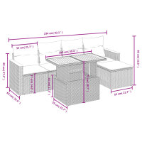 vidaXL 6-tlg. Garten-Sofagarnitur mit Kissen Schwarz Poly Rattan