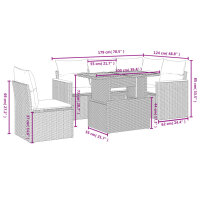 vidaXL 6-tlg. Garten-Sofagarnitur mit Kissen Schwarz Poly Rattan