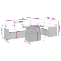 vidaXL 7-tlg. Garten-Sofagarnitur mit Kissen Schwarz Poly Rattan