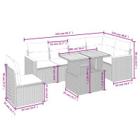 vidaXL 7-tlg. Garten-Sofagarnitur mit Kissen Schwarz Poly Rattan