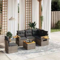 vidaXL 6-tlg. Garten-Sofagarnitur mit Kissen Grau Poly...