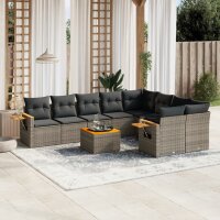 vidaXL 10-tlg. Garten-Sofagarnitur mit Kissen Grau Poly...