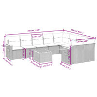 vidaXL 10-tlg. Garten-Sofagarnitur mit Kissen Grau Poly Rattan