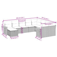 vidaXL 10-tlg. Garten-Sofagarnitur mit Kissen Grau Poly Rattan