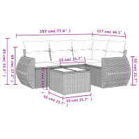 vidaXL 6-tlg. Garten-Sofagarnitur mit Kissen Schwarz Poly Rattan