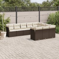 vidaXL 10-tlg. Garten-Sofagarnitur mit Kissen Braun Poly...