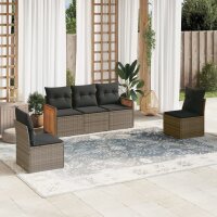 vidaXL 5-tlg. Garten-Sofagarnitur mit Kissen Grau Poly...