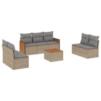 vidaXL 8-tlg. Garten-Sofagarnitur mit Kissen Beige Poly Rattan