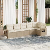 vidaXL 6-tlg. Garten-Sofagarnitur mit Kissen Beige Poly...