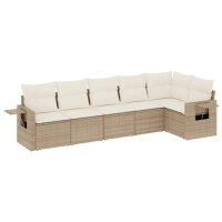 vidaXL 6-tlg. Garten-Sofagarnitur mit Kissen Beige Poly...