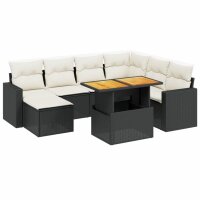 vidaXL 8-tlg. Garten-Sofagarnitur mit Kissen Schwarz Poly Rattan