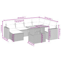 vidaXL 8-tlg. Garten-Sofagarnitur mit Kissen Schwarz Poly Rattan