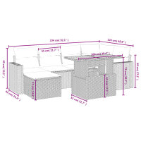 vidaXL 7-tlg. Garten-Sofagarnitur mit Kissen Schwarz Poly Rattan