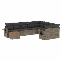 vidaXL 10-tlg. Garten-Sofagarnitur mit Kissen Grau Poly...