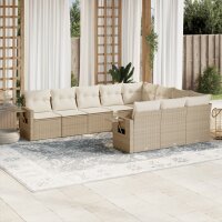 vidaXL 10-tlg. Garten-Sofagarnitur mit Kissen Beige Poly...