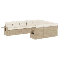 vidaXL 10-tlg. Garten-Sofagarnitur mit Kissen Beige Poly...