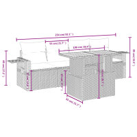 vidaXL 5-tlg. Garten-Sofagarnitur mit Kissen Schwarz Poly Rattan