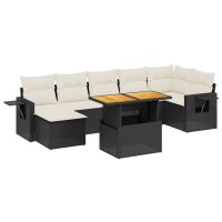 vidaXL 8-tlg. Garten-Sofagarnitur mit Kissen Schwarz Poly Rattan