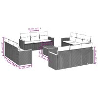 vidaXL 13-tlg. Garten-Sofagarnitur mit Kissen Schwarz Poly Rattan