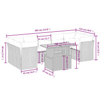 vidaXL 8-tlg. Garten-Sofagarnitur mit Kissen Schwarz Poly Rattan