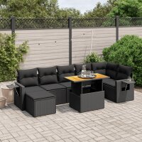 vidaXL 8-tlg. Garten-Sofagarnitur mit Kissen Schwarz Poly Rattan