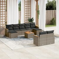 vidaXL 10-tlg. Garten-Sofagarnitur mit Kissen Grau Poly...