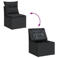 vidaXL 9-tlg. Garten-Sofagarnitur mit Kissen Schwarz Poly Rattan