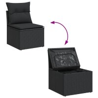 vidaXL 5-tlg. Garten-Sofagarnitur mit Kissen Schwarz Poly Rattan