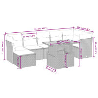 vidaXL 8-tlg. Garten-Sofagarnitur mit Kissen Schwarz Poly Rattan