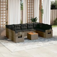 vidaXL 10-tlg. Garten-Sofagarnitur mit Kissen Grau Poly...