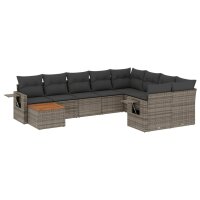 vidaXL 10-tlg. Garten-Sofagarnitur mit Kissen Grau Poly...