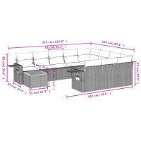 vidaXL 11-tlg. Garten-Sofagarnitur mit Kissen Schwarz Poly Rattan