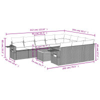 vidaXL 11-tlg. Garten-Sofagarnitur mit Kissen Grau Poly Rattan