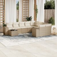 vidaXL 10-tlg. Garten-Sofagarnitur mit Kissen Beige Poly...